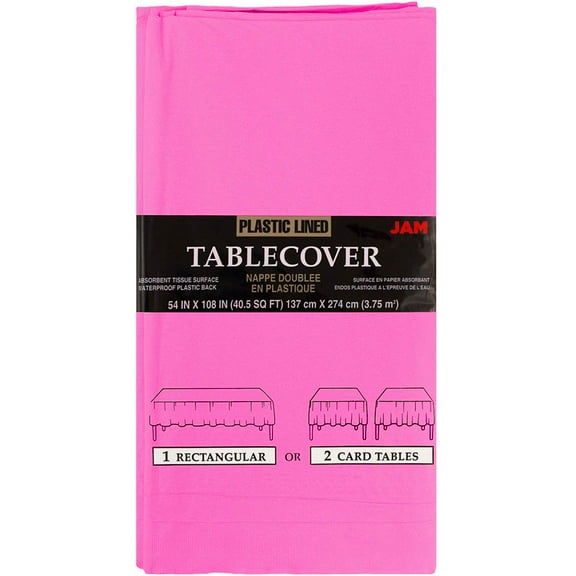JAM Paper Table Cover, Fuchsia Pink Tablecloth, 1/Pack