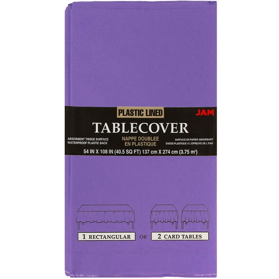 JAM Paper Table Cover, Purple Tablecloth, 1/Pack