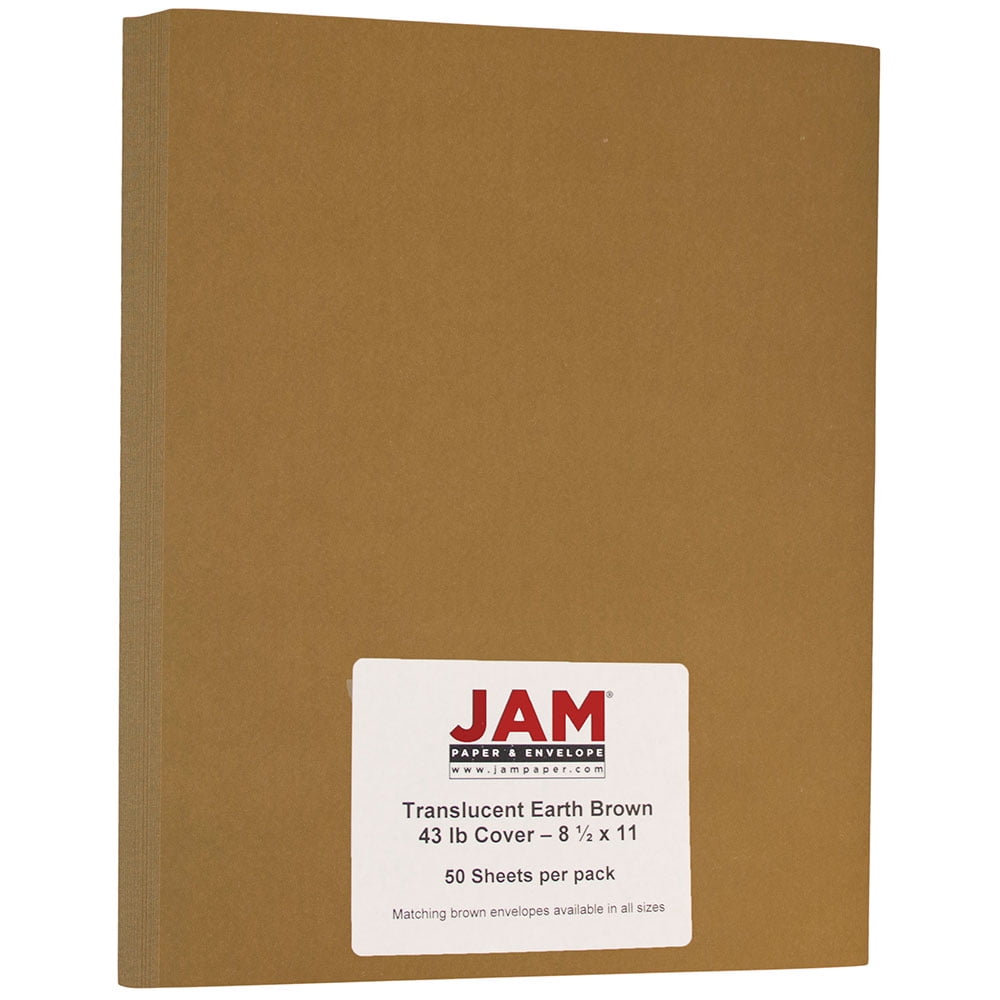 JAM Paper Translucent Vellum Cardstock, 12 1/2 x 18, 43 lb Earth Brown