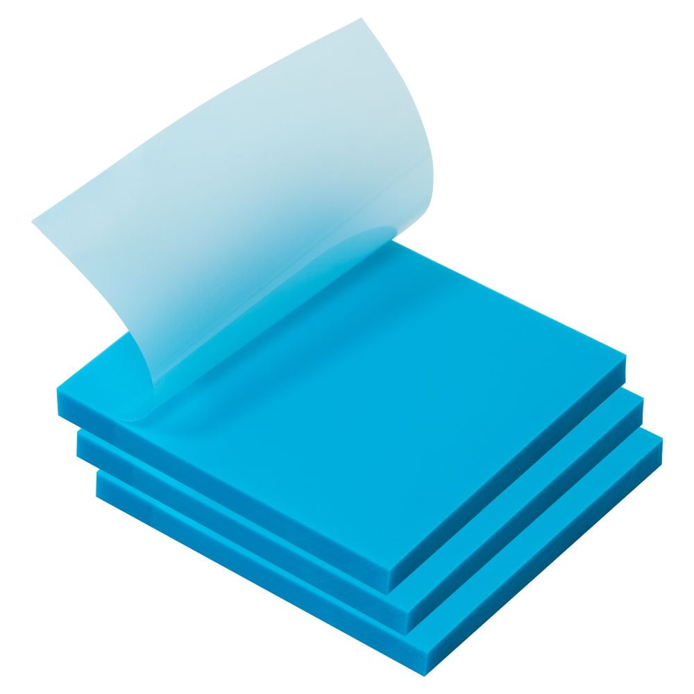 JAM Paper Transparent Sticky Note Pad, Blue, 3 x 3, 300 Sheets/Pack