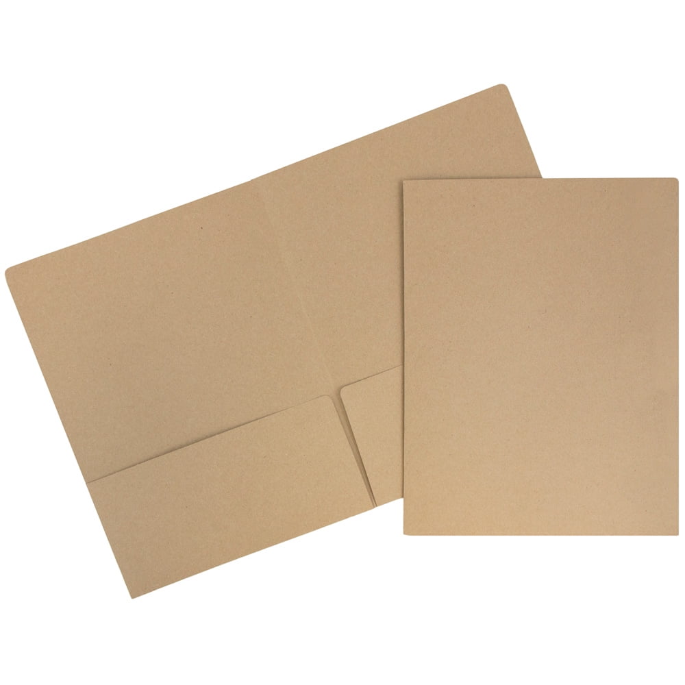 JAM Paper Two Pocket Folders, Brown Kraft Recycled, 6/Pack