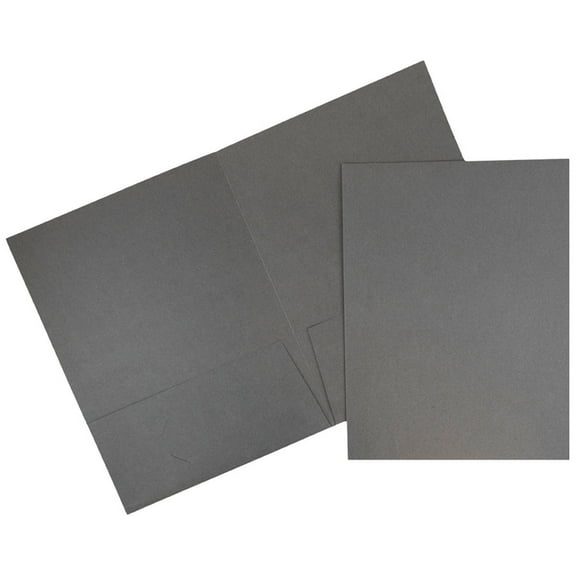 JAM Paper Two Pocket Textured Linen Business Folders, Gray, Bulk 100/Box
