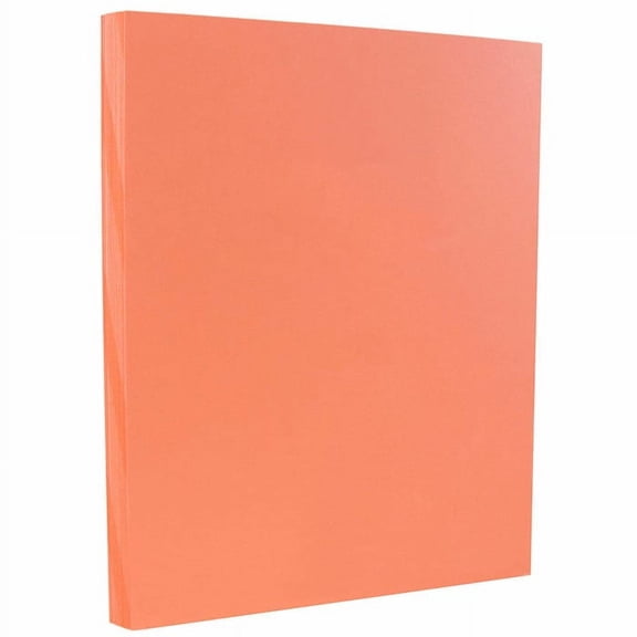 JAM Paper Vellum Bristol, 8 1/2 x 11, Salmon Pink, 110lb, 100 per Pack