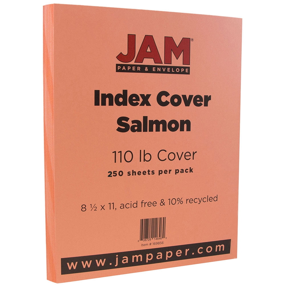 JAM Paper Vellum Bristol Cardstock, 8 1/2 x 11, 250 per Pack, 110lb Salmon Pink