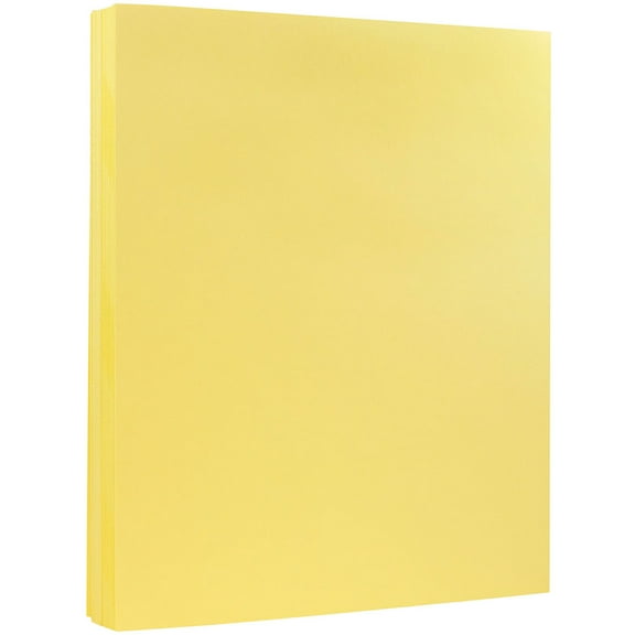 JAM Paper Vellum Bristol Cardstock, 8 1/2 x 11, 50 per Pack, 67lb Canary Yellow