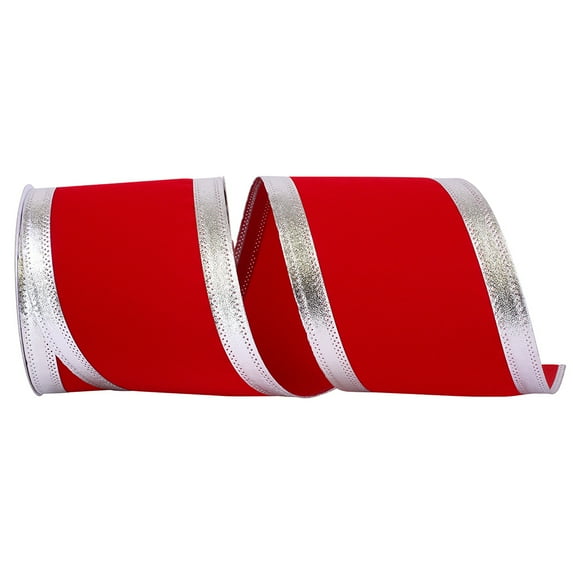 JAM Paper Velvet Christmas Red Polyester Ribbon, 10yd x 4in, 1/Pack