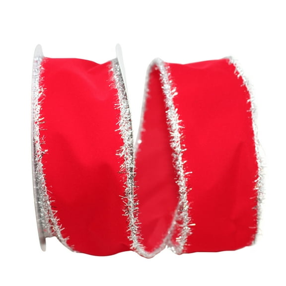 JAM Paper Velvet Christmas Red Polyester Ribbon, 20yd x 2.5in, 1/Pack