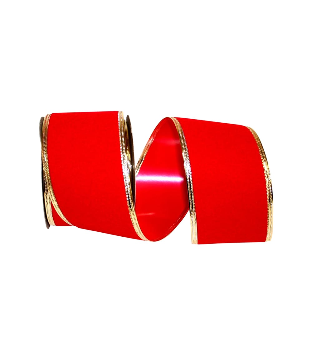 Red Polypropylene Ribbon JAM Paper Velvet Christmas Red Polypropylene Ribbon, 10yd x 2.5in, 1 ...