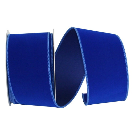 JAM Paper Velvet Christmas Royal Blue Polyester Ribbon, 10yd x 4in, 1/Pack