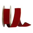 thumbnail image 1 of JAM Paper Velvet Ribbon, 2.5 In x 50 Yards, 2/Pack, Scarlet with Gold Edge, 1 of 1
