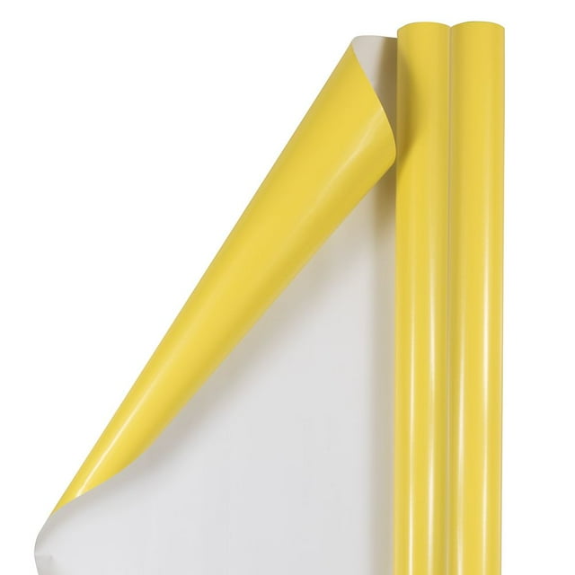 JAM Paper Yellow Paper Glossy Gift Wrap Papers, (2 Rolls) 25 sq ft