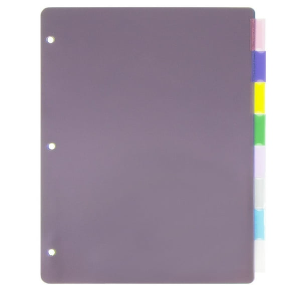 JAM Paper and Envelope Plastic Index 8, Tab Dividers, Multi-Color, 6 Per Pack, 9.75" x 11.5"