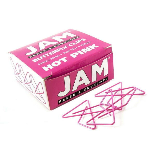 JAM Pink Butterfly Paper Clips, 1.5in, 15/Pack