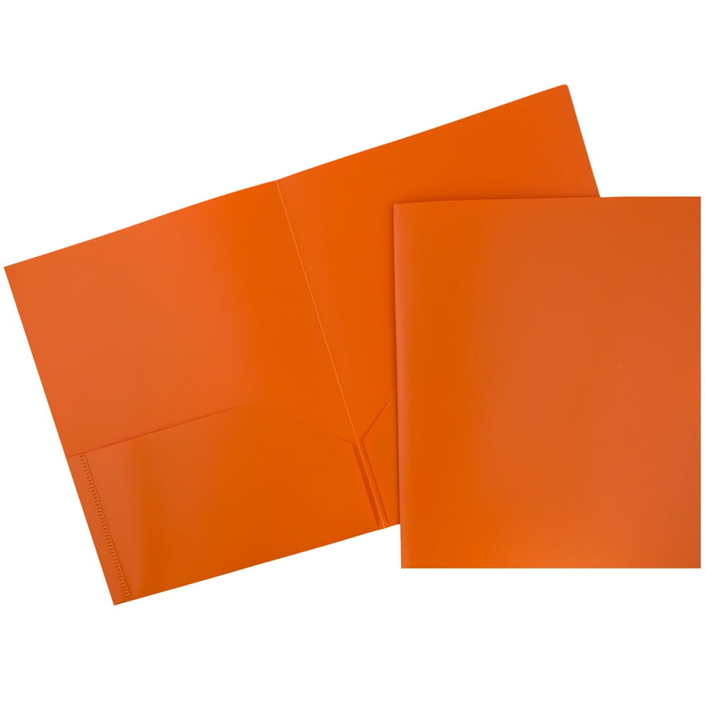JAM Plastic 2 Pocket School POP Folders, Orange, 6/Pack