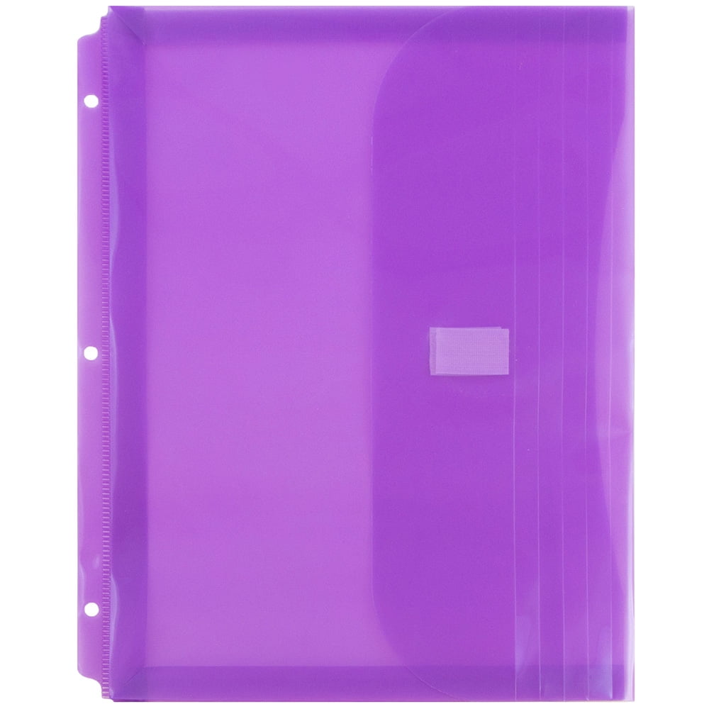 JAM Plastic Binder Envelopes with Hook & Loop Closure & 3 Hole Punch ...