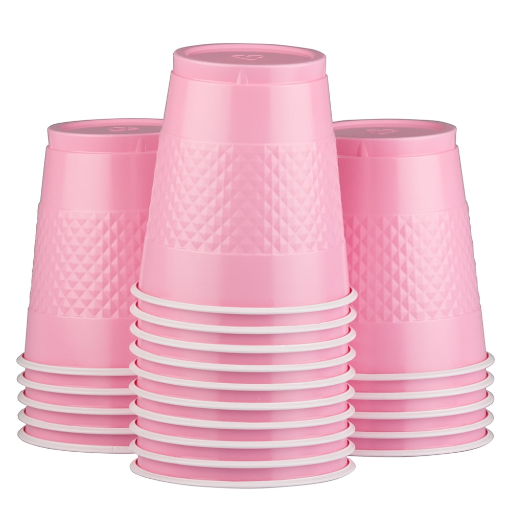 Jam Paper Plastic Party Cups, 16 oz, Baby Pink, 20/Pack