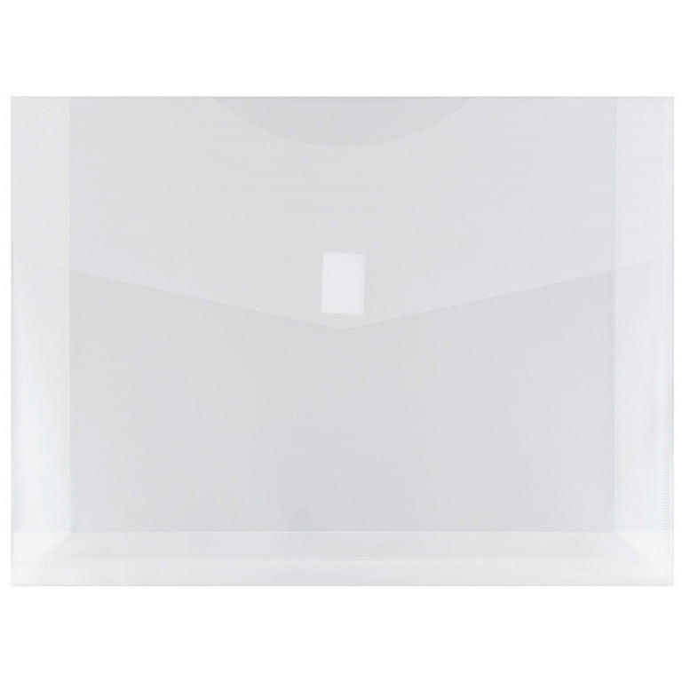 JAM PAPER Plastic Envelopes with Snap Closure - Letter Booklet - 9 3/4 x 13  - Clear - 12/Pack