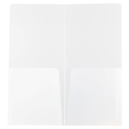 JAM Plastic Heavy Duty Two Pocket Folders, Mini, 4 1/4 x 9 1/8, Clear, 6 pack