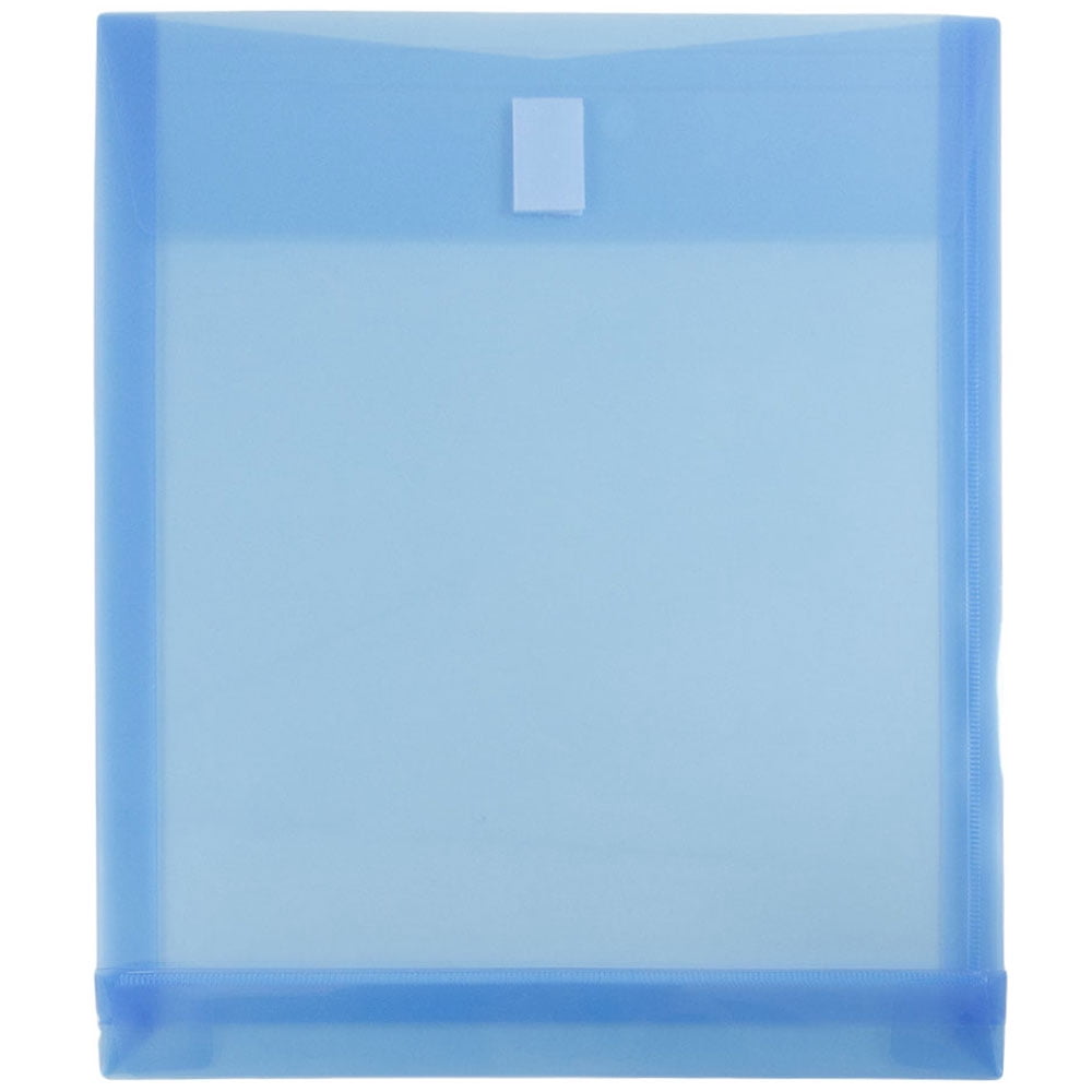 JAM Plastic Hook & Loop Envelopes, 9.8x11.8x1, 12/Pack, Blue, 1 Inch Expansion