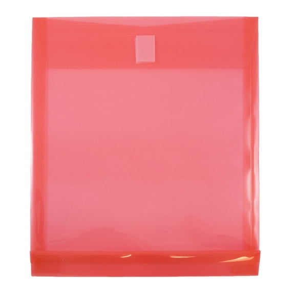 JAM Plastic Hook & Loop Envelopes, 9.8x11.8x1, 12/Pack, Red, 1 Inch Expansion