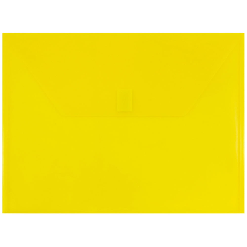 JAM Plastic Hook & Loop Envelopes, 9.8x13, 12/Pack, Yellow