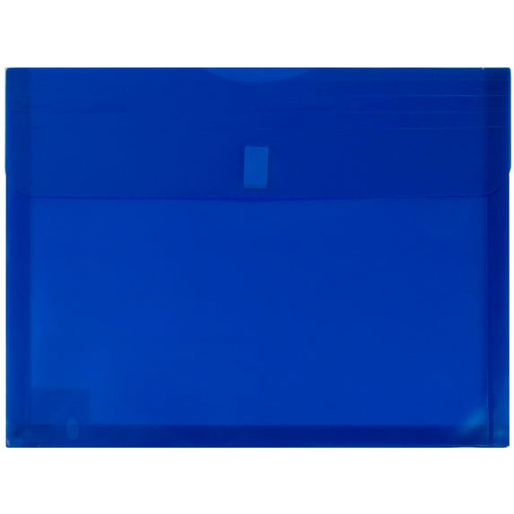 JAM Plastic Hook & Loop Envelopes, 9.8x13x1, 12/Pack, Blue, 1 Inch Expansion
