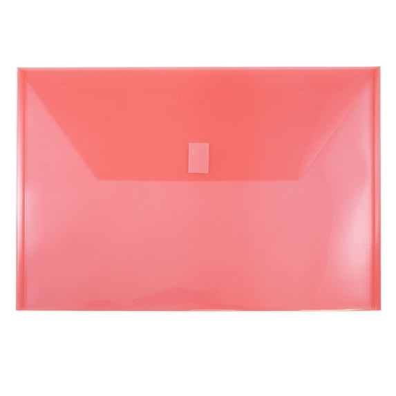 JAM Plastic Hook & Loop Envelopes, 9.8x14.5, 12/Pack, Red