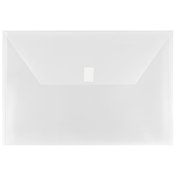 JAM Plastic Hook and Loop Envelopes, 9.8" x 14.5", 12 Per Pack, Clear