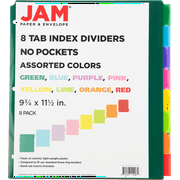 JAM Plastic Index 8, Tab Dividers, Multicolor, 1/Pack, 9.75 x 11.5