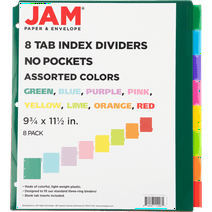 JAM Plastic Index 8, Tab Dividers, Multicolor, 1/Pack, 9.75 x 11.5
