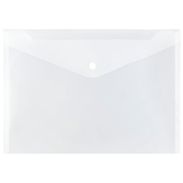 JAM Plastic Snap Envelopes, 9.8x13, 12/Pack, Clear