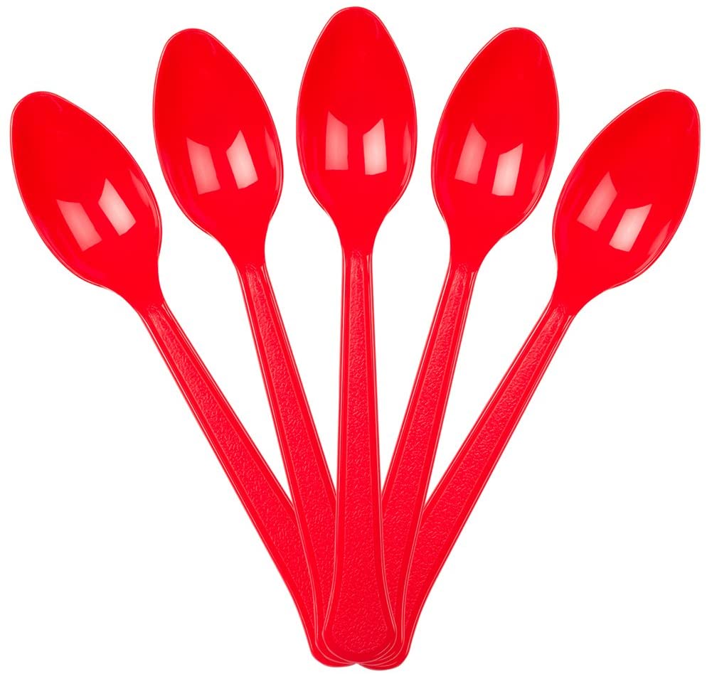 JAM Plastic Spoons, Red, 48 Disposable Spoons/Pack