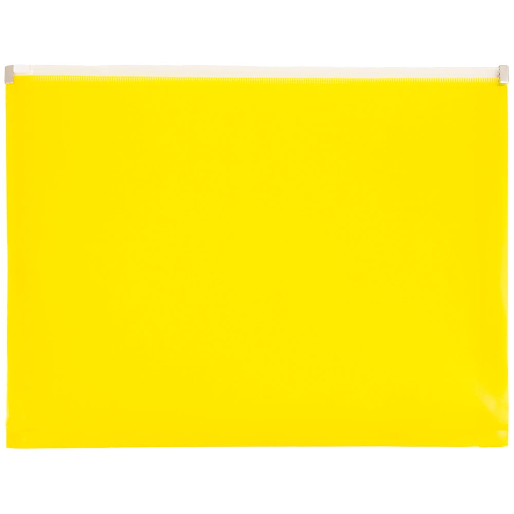 JAM Plastic Zip Envelopes, 9.75 x 13, Yellow, 12/Pack