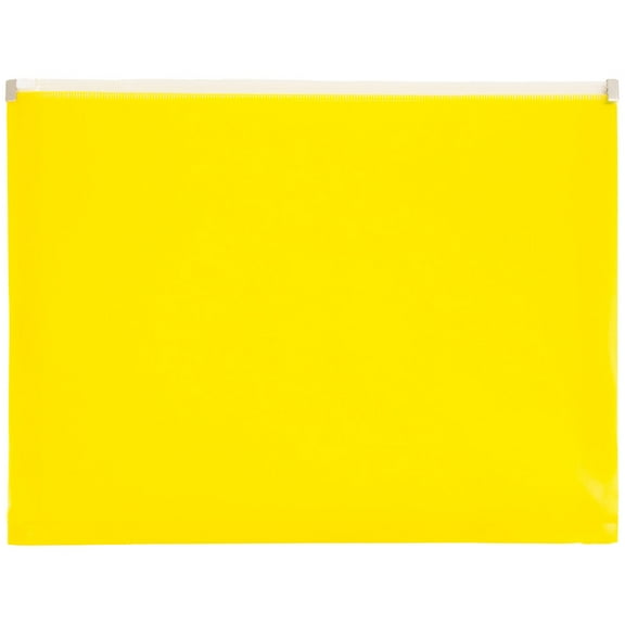 JAM Plastic Zip Envelopes, 9.75 x 13, Yellow, 12/Pack