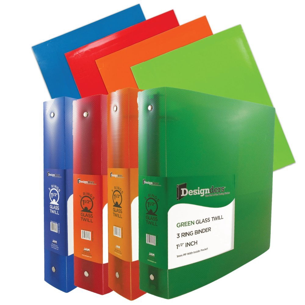 JAM School Assortment, Assorted Colors, 8/Pack, 4 Glossy Folders & 4 1.5 Inch Binders
