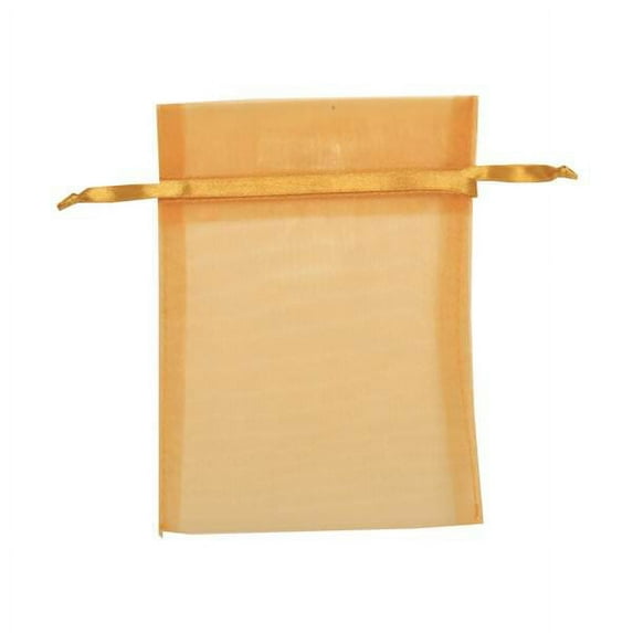 JAM Sheer Bags, Medium, 5 x 6 1/2, Gold, 12/Pack