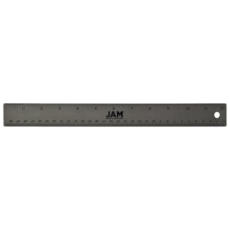 Jam Stainless Steel Ruler, 12 inch, Metal Ruler with Non-Skid Cork Backing, Fuchsia Metallic, 1/Pack