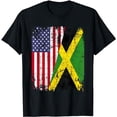 thumbnail image 1 of JAMAICAN ROOTS | Half American Flag | USA JAMAICA FLAG T-Shirt, 1 of 5
