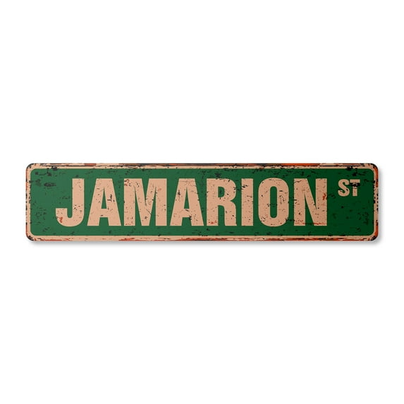 JAMARION Vintage Plastic Street Sign Childrens Name Room Sign | Indoor/Outdoor |  36" Wide