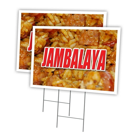 JAMBALAYA 2 Pack Of 18" x 24" Yard Sign & Stake | Advertise Your Business | Stake Included Image On Front Only | Made in The USA
