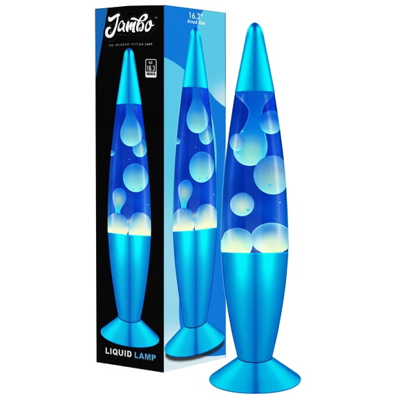 JAMBO 16" Beautiful Lamp- Blue with White/Blue Wax, Relaxing Liquid Light, Night Light Nightlight, Home Decor Living Room Office Bedroom Lamp for Adults Teens Kids, Magma Motion