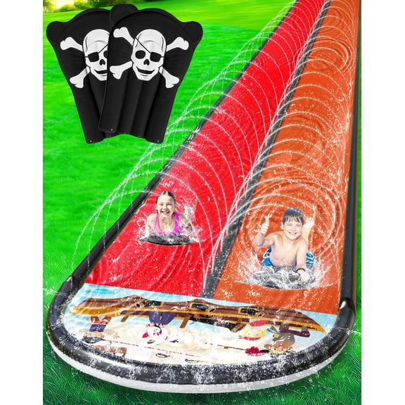 JAMBO 22ft Extra-Long Water Slide w/ 2 Bodyboards  Heavy Duty Backyard Splash Slide