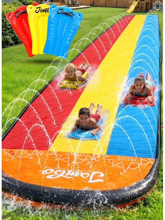 JAMBO 25ft Premium Slip Slide with 3 Body Boards XXL Water Slide