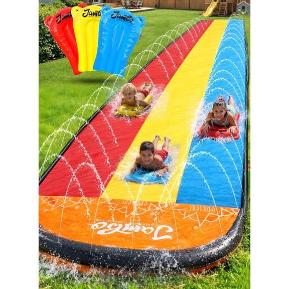 JAMBO 25ft Premium Slip Slide with 3 Body Boards XXL Water Slide