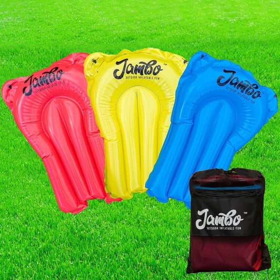 JAMBO 3-Pack Water Slide Body Boards with Mesh Storage Bag
