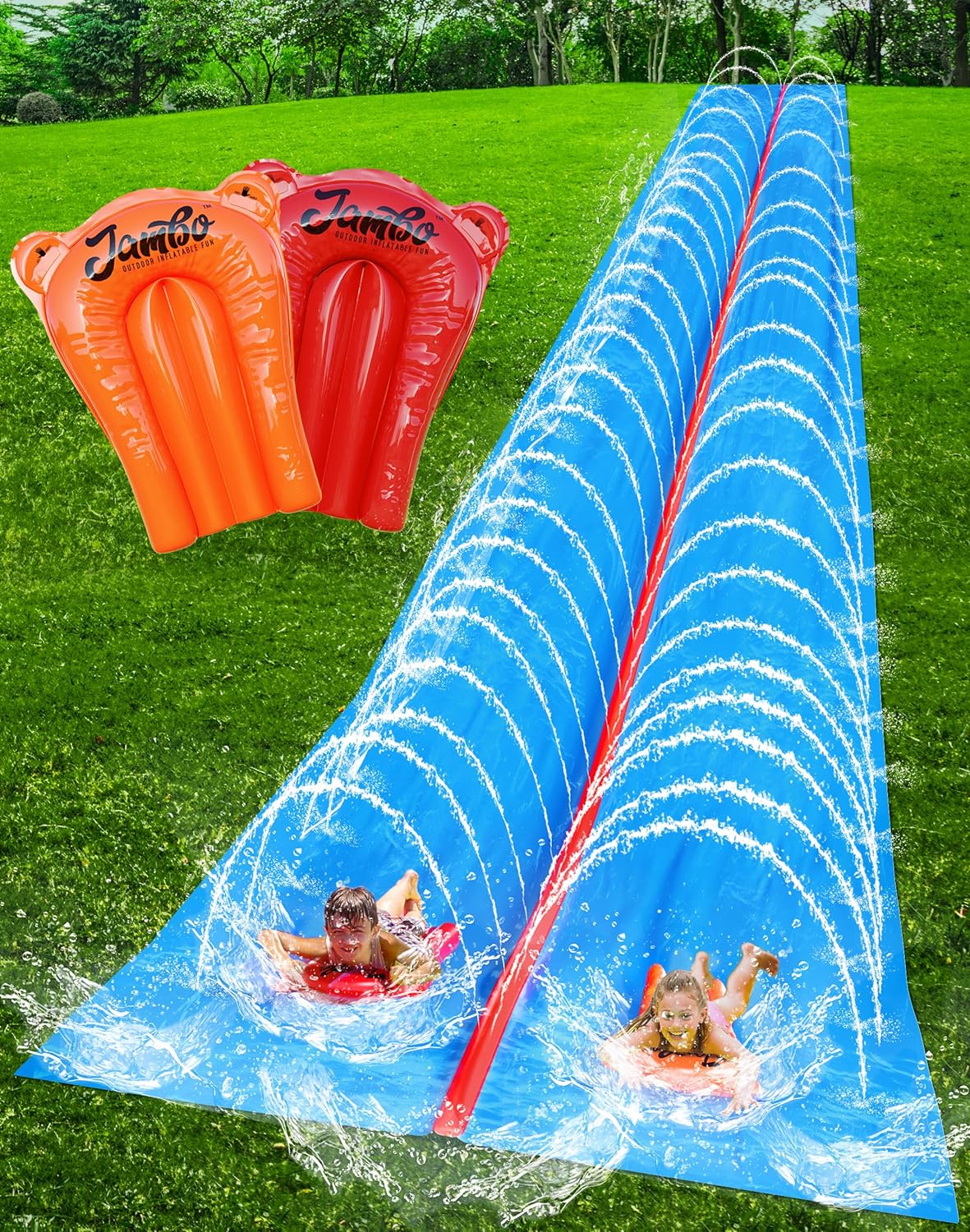 JAMBO 50FT x 8FT Huge Mega Slip Splash and Slide, Heavy Duty Lawn Water