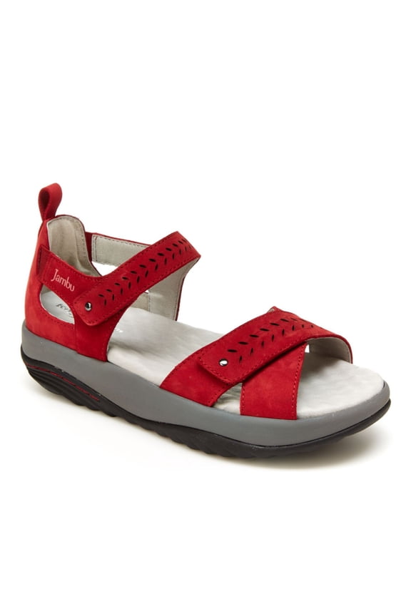 Womens Red 1" Platform Removable Insole Adjustable Criss-Cross Straps Cushioned Goring Sedona Round Toe Wedge Leather Sandals 7.5
