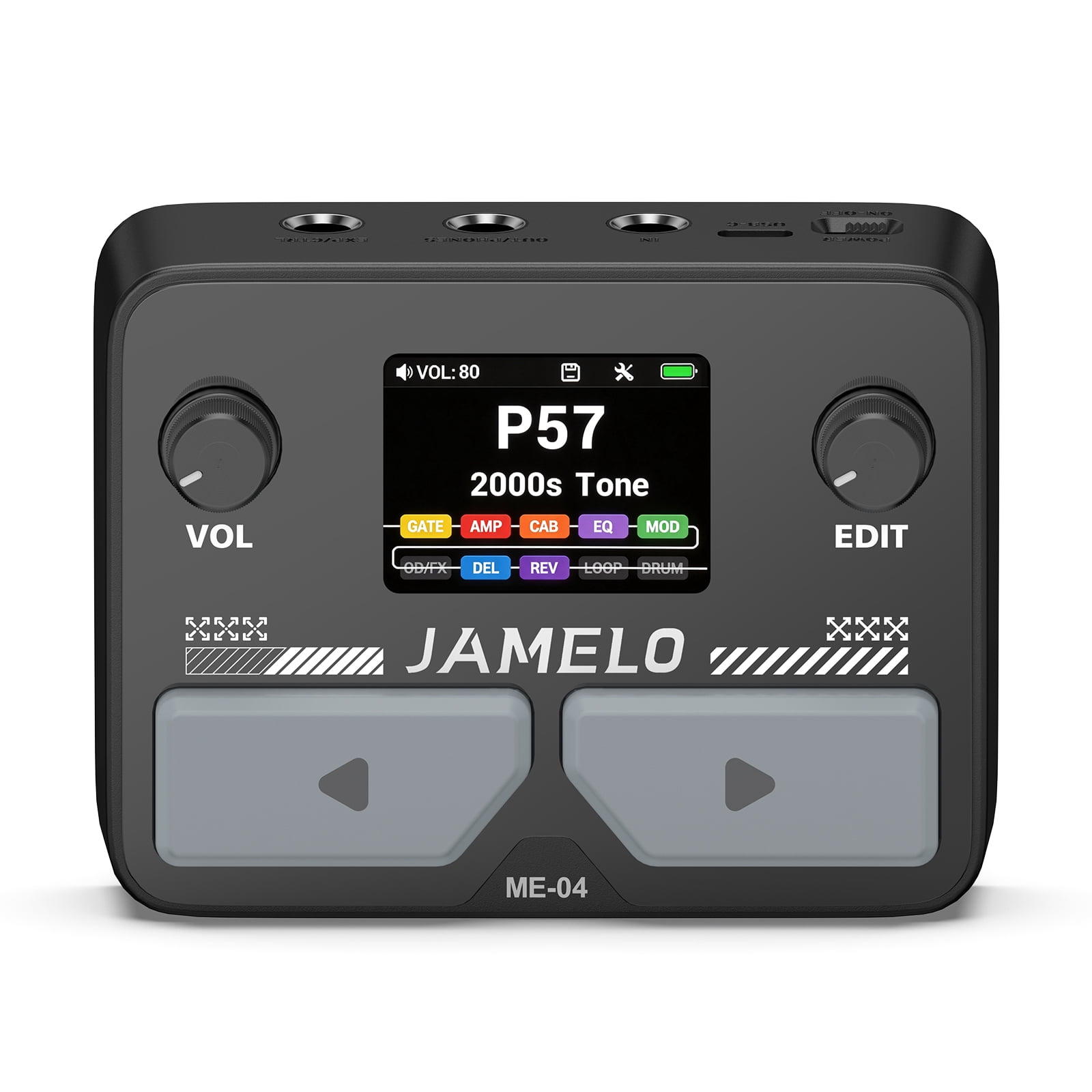 JAMELO ME-04 MINI Pocket Multi-Effects Guitar Pedal with 10 Effects Modules 100 Drum Rhythms and 40-second Stereo Looper 99 Presets 40 Amp/Cab Electric Guitar Effects Processor OTG USB Audio Interfac