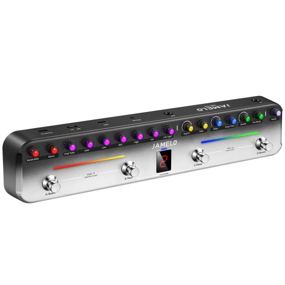 JAMELO Multi Effects Guitar Pedal,with 40 Editable Presets,7 Popular Effects Modules,Chorus,Delay,Reverb,MOD,Rechargeable Battery