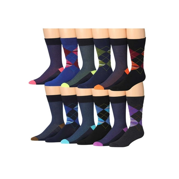 JAMES FIALLO 12-Pack Mens Fashion Socks – Comfortable & Stylish for Daily Wear